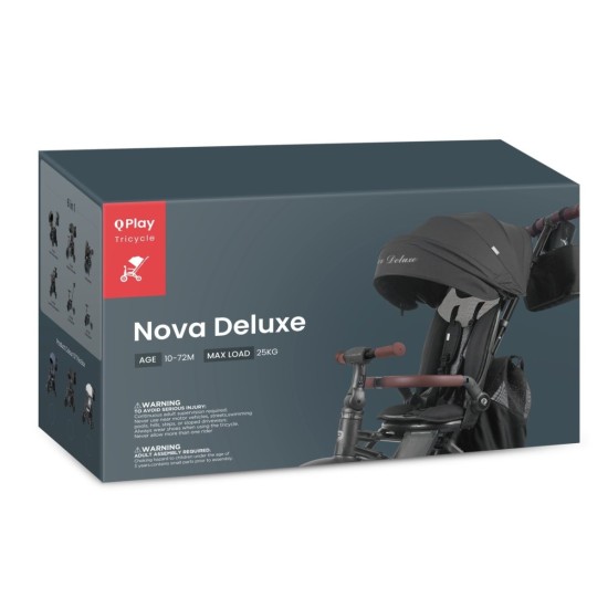 QPLAY NOVA DELUXE sulankstomas triratukas guminiais ratais